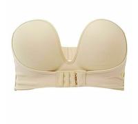 anso Invisible Push Up Bra Front Buckle Women Underwear Lingerie Strapless Non-Slip Seamless (Apricot,32(70) C)