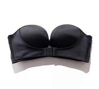 anso Invisible Push Up Bra Front Buckle Women Underwear Lingerie Strapless Non-Slip Seamless (Black,32(70) B)