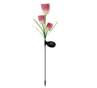 anso LED Solar Light Simulation Tulip Lawn Stake Lamps Outdoor Decor Garden DIY Path Light (Light Red)