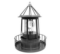 anso Solar Powered LED Rotating Lighthouse Night Light Outdoor Garden Home Decor Lamp (Black)