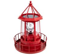 anso Solar Powered LED Rotating Lighthouse Night Light Outdoor Garden Home Decor Lamp (Red)