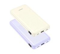 Ansody 2-Pack 10000mAh 22.5W Power Bank Fast Charging, Portable Charger with Built in Cables 2 Outputs & 2 Inputs Battery Pack LED Display Compatible with iPhone Android (Purple+Beige)