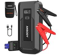 ANSODY 3000A Jump Starter Power Pack (Up to 10.0L Gas,8.0L Diesel), Car Battery Booster Jump Starter with Jump Leads, LED Flashlight, Jump Pack for 12V Vehicles Pickup SUV Motorcycle