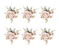 Ansofi Boutonniere Set of 6 Champagne Gold Groom Boutonniere for Men Wedding Ceremony Anniversary Formal Dinner Party Prom Suit Decorations