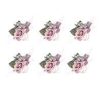 Ansofi Dusty Pink Wrist Corsage Set of 6 for Wedding Prom Party, Artificial Flower Wrist Corsage Bracelets, Homecoming Corsage Wristlet, Corsage Flowers for Bride, Bridesmaid, Girl