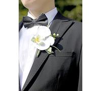Ansofi White & Sage Green Boutonniere for Men Wedding, Artificial Orchid Groom and Groomsmen Boutonniere for Wedding Ceremony Prom Homecoming Anniversary, Formal Dinner Party Set of 6