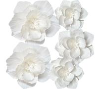 ANSOMO, White Paper Flowers Artificial 3D Wall Decor Wedding Birthday Bridal Shower Baby Shower Nursery Background Table Decorations Party Decorations