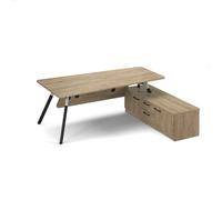 Anson executive desk with A-frame legs 2000mm x 1000mm with 2000mm deep return - Barcelona walnut