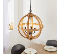 Anson Lighting Danube 4Lt Pendant Light Finished In Mango Wood And Dark Bronze Paint