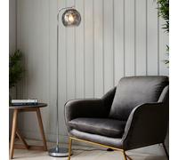 Anson Lighting Devante Chrome And Smokey Mirror Tinted Glass Shade Modern 1 Light Floor Light