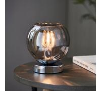 Anson Lighting Devante Chrome And Smokey Mirror Tinted Glass Shade Modern 1 Light Table Light
