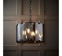 Anson Lighting Galant Slate Grey & Smoke Glass 4 Light Ceiling Pendant