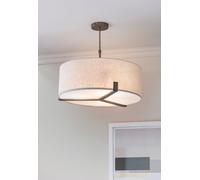 Anson Lighting Hatton Brushed Bronze With Natural Linen Shade Classic Style 3 Light Ceiling Pendant