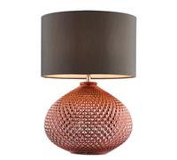 Anson Lighting Marlo Copper Plated Glass With Grey Faux Silk Shade 1 Light Table Light