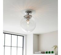Anson Lighting Merida Bathroom Flush Light Finished In Chrome Plate And Clear Spiral Glass