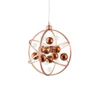 Anson Lighting Nyos 1Lt Copper Plate With Clear And Copper Glass Pendant Single