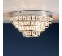 Anson Lighting Orta 4Lt Flush Chrome Effect Plate And Clear Crystal Glass
