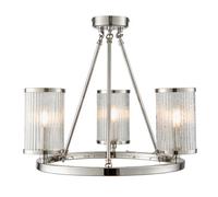 Anson Lighting Tampa 3Lt Semi Flush Light Finished In Bright Nickel Plate And Ribbed Bubble Glass
