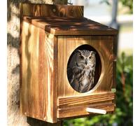 Ansonation Large Owl House,Screech Owl Nesting Boxes for Outside Wooden Nesting Boxes Large Bird Houses Wildlife Kestrels Barn Barred Screech Great Horned Easy Assembly with Circular Opening