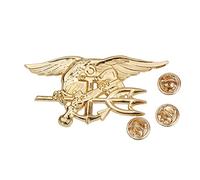 AnsonBoy Metal US Navy SEAL Eagle Anchor Trident Pin BADGE - Gold, Pin