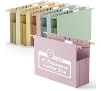 Ansook Plastic Hanging File FoldersLetter Size,Heavy Duty 3" Extra Capacity File Folder with Tabs,6 Pack Expanding Filing Cabinet Folders,Reinforce Accordion Hanging Folders for Office Stay Organized