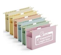 Ansook Plastic Legal Size Hanging File Folders,Heavy Duty 3" Expandable File Folder with Tabs,6 Pack Reinforce Filing Cabinet Folder for Documents,Extra Capacity Accordion Hanging Folder,Morandi Color