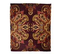 Ansouyi 100% Polyester Flannel Blanket Soft Warm Burgundy Red Paisley Mandala Throw Blanket Size 80 Inches Suitable for All Seasons, Home and Office