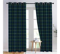 Ansouyi Home Decor Indoor Window Curtains, Blue Black Green Buffalo Plaid Lightweight Set with Grommet Top, Blackout Curtains for Bedroom Living Room or Dining Room, 2 Panels of - 52" W x 84" L