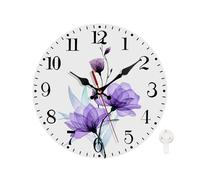 Ansouyi Round Wall Clock Battery Operated Clocks Wallclock 10 Inch,X-Ray Purple Roses Flowers and Leaves Silent Non Ticking Wall Clock for Living Room,Kitchen,Home,Bathroom,Bedroom,Office or School