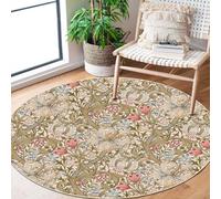 Ansouyi William Morris Non-Slip Area Rugs, Washable Carpet for Living Room, Bedroom, Dining Room, 60 x 84 in (5ft Round)