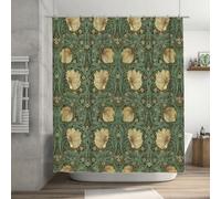 Ansouyi William Morris Shower Curtain Set with 12 Hooks, Bath Curtains Waterproof Polyester Fabric, Green Art Nouveau Floral Home Bathroom Bathtubs Decor Washable Durable Fabric, 72" Wx72 L