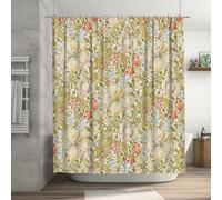 Ansouyi William Morris Shower Curtain Set with 12 Hooks, Bath Curtains Waterproof Polyester Fabric, Lily Art Nouveau Floral Home Bathroom Bathtubs Decor Washable Durable Fabric, 72" Wx72 L