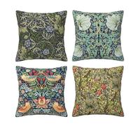 Ansouyi William Morris Throw Pillow Covers 20x20 Inch Set of 4, Vintage Botanical Floral Garden Square Decorative Cushion Covers, Home Pillow Case for Sofa Couch