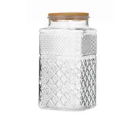 ANSQU 0.87 Gallon /111.5oz Glass Jar with Bamboo Lid, Large Cookie Jar, Glass Food Storage Jar, Large Kitchen Canisters for Flour, Cereal, Coffee, Pasta and Canning, Square Mason Jar