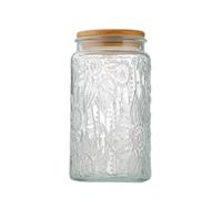 ANSQU Vintage Glass Canister, 34oz Candy Jar with Lid, Decorative Mason Jar for Home Kitchen Pantry, Cute Jar for Coffee, Tea, Candy, Cookie, Sugar