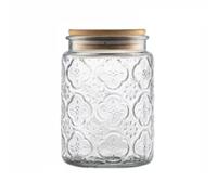 ANSQU Vintage Glass Jar, Decorative Glass Jar with Bamboo Lid, Candy Jar Cookie Jar for Kitchen Counter, Pantry, 23.7 FL OZ Glass Storage Jar Holds Coffee, Tea, Sugar, Balth Salts