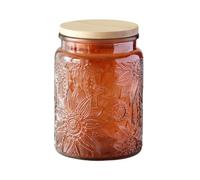 ANSQU Vintage Glass Kitchen Storage Counter Jars, 700ml with Lids, Coffee Container for Ground Coffee, Tea, Sugar, Bath Salts & More (Brown, 1Pack)
