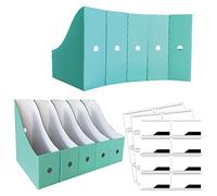 ANSSDO 12 Pack Teal Cardboard Magazine Holders, Premium Magazine File Holder for Desk, Foldable Large Volume Magazine File Organizer as Book Bins or Folder Holder for Office or School…