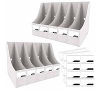 ANSSDO 12 Pack White Cardboard Magazine Holder - Premium Magazine File Organizer, Large Volume Storage Box, Book Bins or Folder Holder for Desk