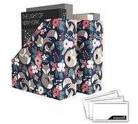 ANSSDO 6 Pack Cardboard Magazine Holder - Premium Magazine File Holder Organizer, Large Volume Storage Box as Book Bins or Folder Holder for Desk - Black Floral
