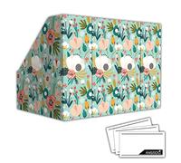 ANSSDO 6 Pack Cardboard Magazine Holder - Premium Magazine File Organizer, Large Volume Storage Box - Teal Floral