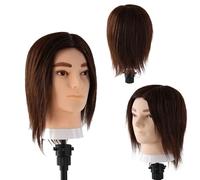 Anstar Barber Mannequin Head Male with 100% Human Hair, Man Mannequin Head With Beard Cosmetology Hairdressing Training Manikin Doll Head for Training Hair Styling