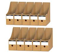 ANSTEEP Magazine File Holder Pack of 10, Cardboard Magazines Holders Document Storage Box Kraft Paper Files and Folders Divider Desktop Organizer for School Dormitory Office Home