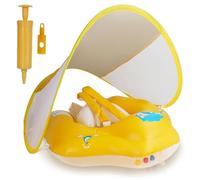 ANSTEN Baby Swimming Ring with Sun Canopy, Inflatable Baby Float, Swimming Ring with Inflatable Swimming Buoy, Swimming Aid Toy, Baby Swimming Ring from 6 Months to 72 Months