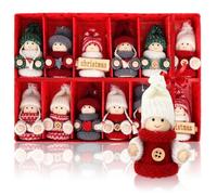 Anstore 12 Christmas Tree Hanging Gnomes Ornaments,9,5cm/3.7inch Hanging Gnome Pendant Doll Wooden Knitted Personalised for Decor Table Fireplace Window Indoor Outdoor-Red,White,Green,Grey