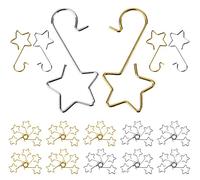 Anstore 120pcs Christmas Ornament Hooks,Star-Shaped Ornaments Hangers, 4cm Metal Christmas Bauble Hooks Christmas Tree Decoration Hooks for Hanging Christmas Balls, Socks, Gift Bag (Sliver, Gold)