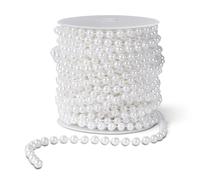 Anstore 15M Pearl Beads String Chain Garlands, Pretty Beads String Bead Garlands for Table Wedding Christmas Party Decorations (White)