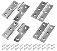 Anstore 4 Pcs 3" Detachable Hinges Left Right, 2 Sets Stainless Steel Left & Right Lift Off Door Hinges for Industrial Doors, Gates, Heavy Duty Window, 75x50x2mm Hand Reversible Hinges with Screws