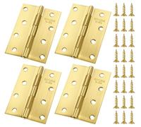 Anstore 4" Stainless Steel Hinges, 4pcs 100mm Stainless Steel Internal Door Hinges, Gold Folding Butt Hinges, Steel Fire Rated Hinge with 48 Screws for Window,Cabinets, Wooden Boxes Gate Cabinet