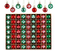 Anstore 63pcs Christmas Ball Ornaments 3cm - Mini Red and Green Shatterproof Baubles With Glitter for Xmas Tree, Holiday, Wedding, Party, Festival Decorations